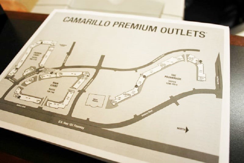 Mapa do Camarillo Premium Outlets em Los Angeles