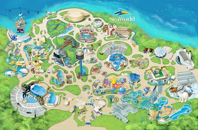 Mapa do Parque SeaWorld em San Diego