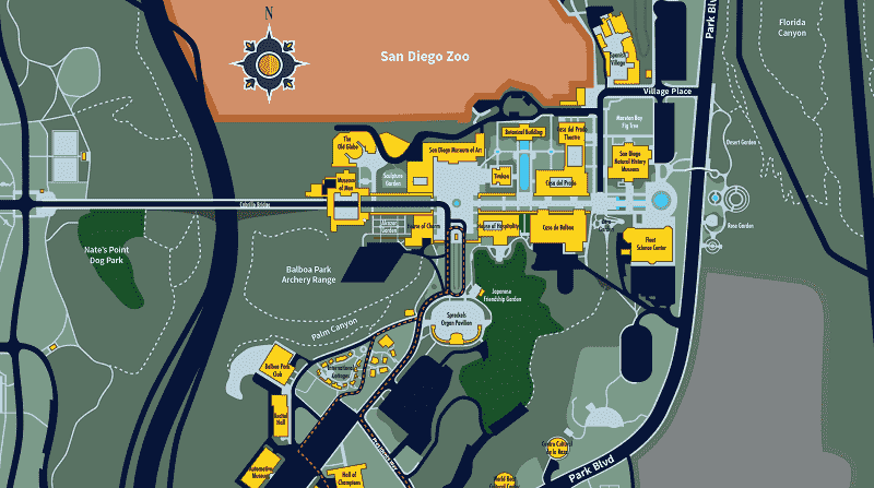 Mapa do Balboa Park em San Diego