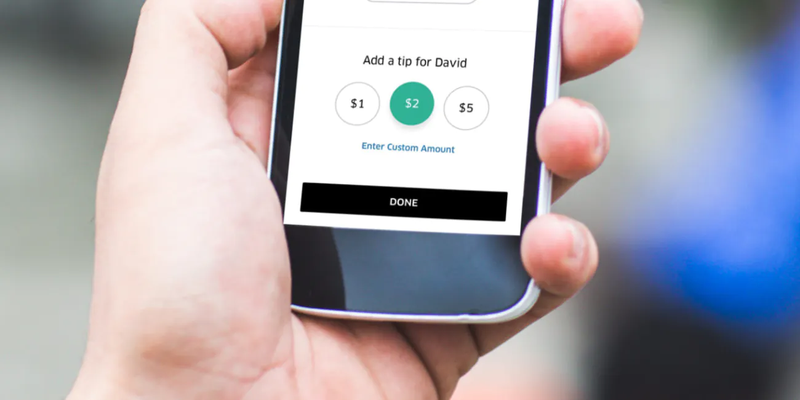 Área de pagamento do app Uber