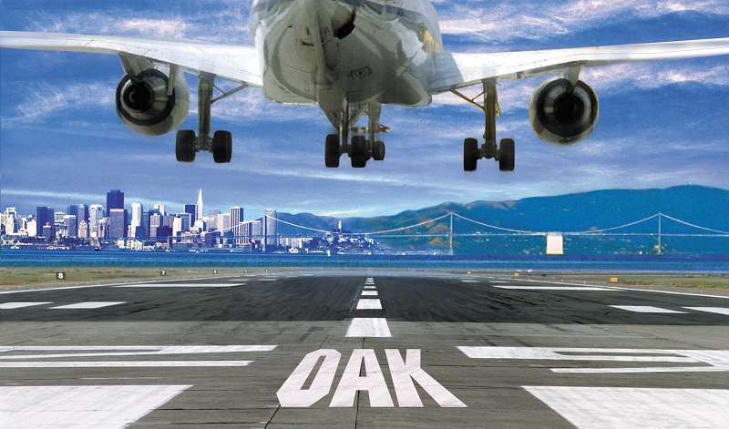 Avião pousando em Oakland